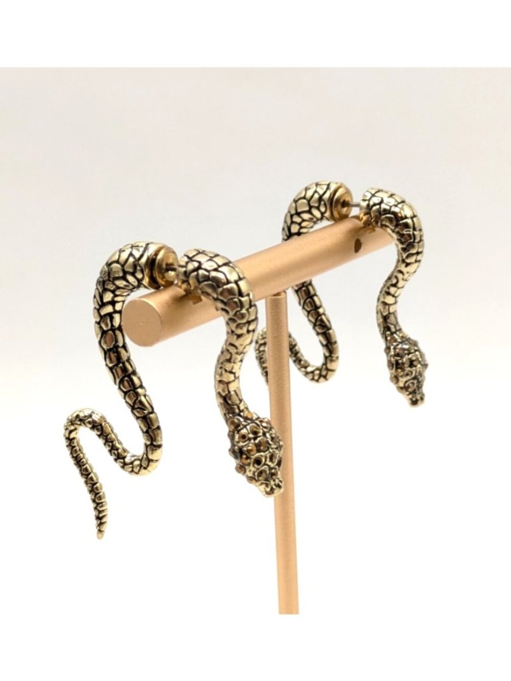 Simply Vera Wang Front to Back Gold Tone Snake Serpent Earrings 1.5" Drop